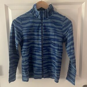 Klok Denmark Blue wave textured Women's Zip up Cotton Shacket xs